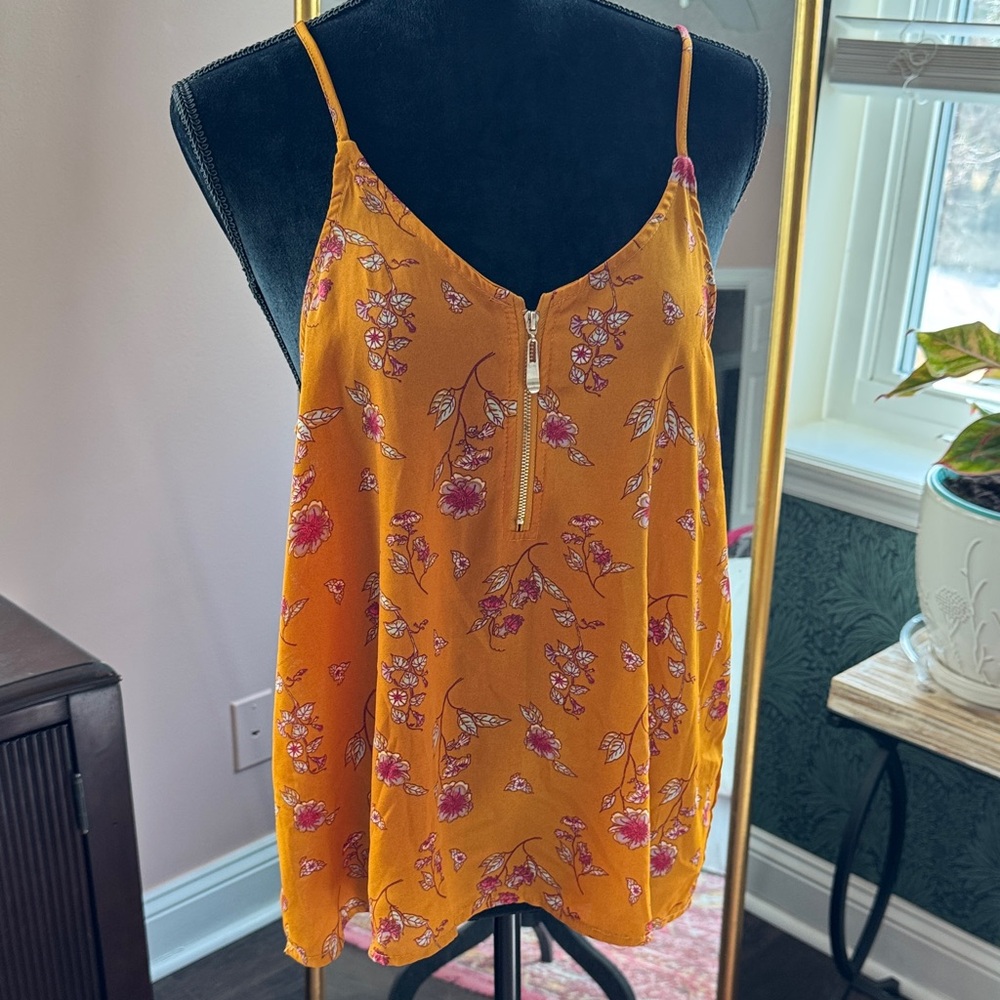 Rue21 mustard zip front flowy blouse-Size Large